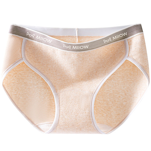 猫人纯棉内裤女士2025新款7a级抗菌全棉裆无痕不夹臀中腰三角短裤