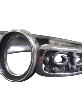 燕子家古风活口琥珀蜜蜡银戒指