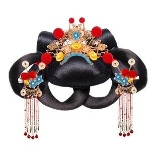 唐朝COS小财神喜庆头饰组合古风汉服假发一体式假发髻古装 假发包