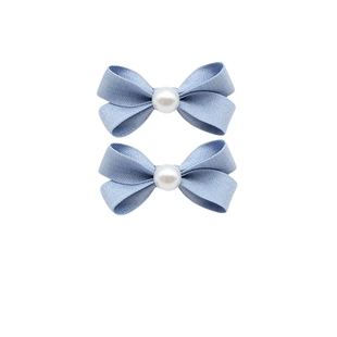 韩国儿童蝴蝶结珍珠布艺发夹宝宝侧边刘海额前碎发夹压发甜美头饰