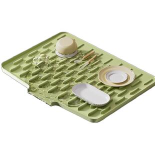 水槽沥水垫硅胶导流式厨房果蔬碗碟滤水干燥垫家用台面斜坡排水垫