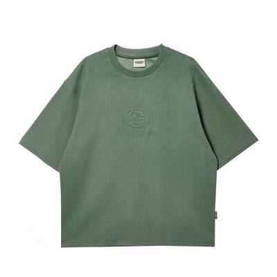 杰克琼斯男装春季新款字母刺绣图案印花休闲OVERSIZED圆领短袖T恤