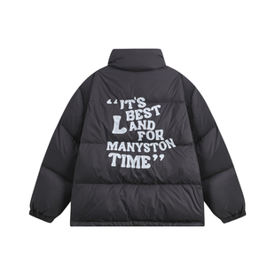 MANYSTON美式高街三防立领羽绒服男款冬季90白鸭绒情侣面包服外套