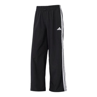 Adidas/阿迪达斯 3-Stripes阔腿宽松运动裤长裤女款黑色JE1306