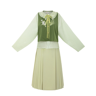 花朝记|风铃草|汉服元素中长马面裙明制圆领衫短比甲娃娃领绣花