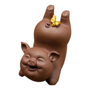 创意招财茶宠小猪茶艺摆件精品可养紫砂茶玩茶具配件生肖猪装饰品