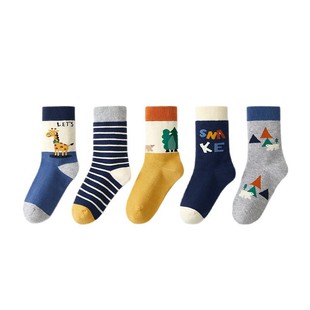 六指鼠 儿童袜子男童纯棉冬宝宝a类中长筒加厚春秋棉袜2025新款冬