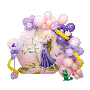 长发公主气球背景板布置套餐 生日定制海报Rapunzel乐佩魔发奇缘