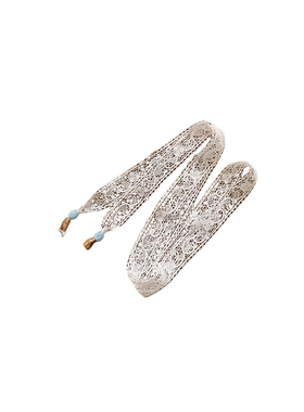 慵懒风米色碎花丝巾项链女民族风