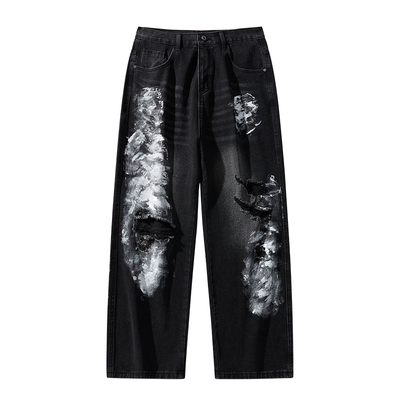 FOGGOETHE美式破洞涂鸦牛仔裤
