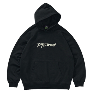 714street重磅500g夜光LOGO印花连帽卫衣男2024秋冬帽衫宽松上衣
