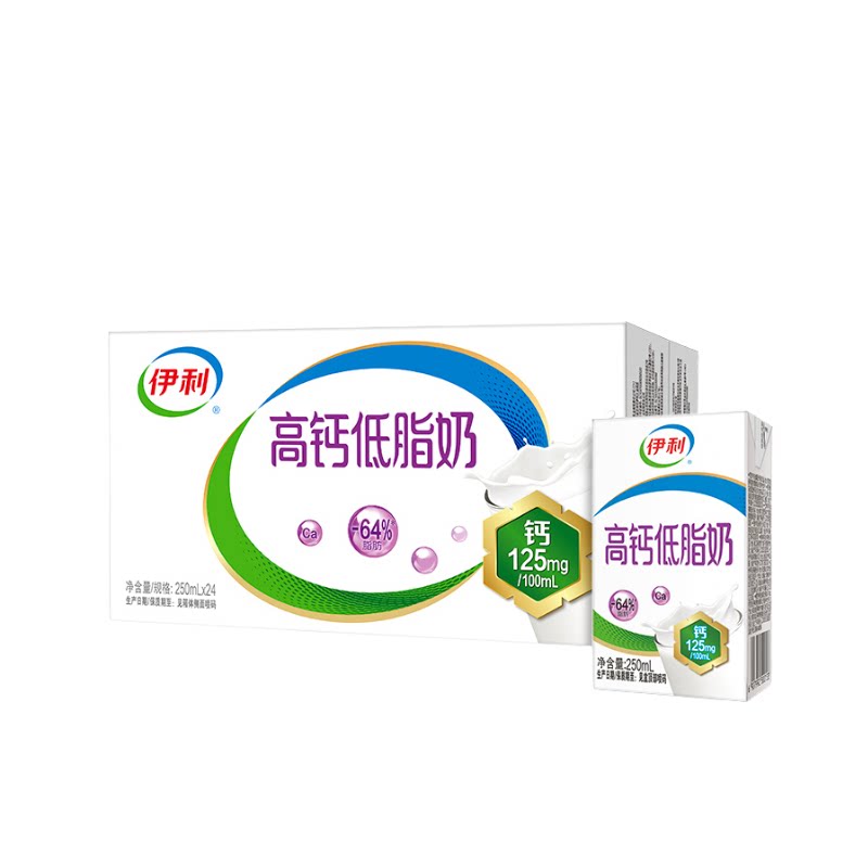9月丨伊利高钙低脂奶250ml*24盒