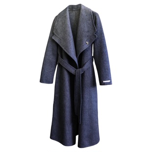 大翻领系腰带显瘦双面羊绒长款大衣25冬季新款长袖女毛呢外套B728