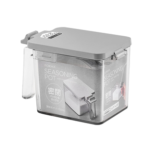 日本asvel 密封防潮调料盒带锁扣家用厨房带收纳置物架盐罐调味盒