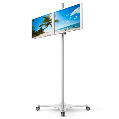 显示器支架双屏双臂落地万向旋转移动推车