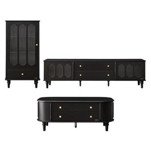 全友家居2025新款美式复古风茶几电视机柜组合客厅家用实木脚茶桌