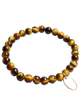 天然黄虎眼石6mm手链猫眼效应