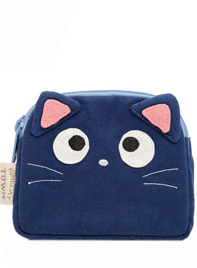 kine猫卡通双层拉链袋零钱包女