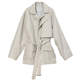 Carolingian轻奢ROW气质!重磅高密长绒棉立体宽松廓形短风衣夹克