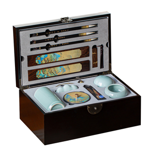 梅林笔庄文房四宝全套笔墨纸砚成人书法专业级毛笔字砚台镇纸墨条毛笔套装精品高档文房四宝送礼江山文澜套装