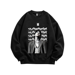 BTS防弹少年团田柾国Jungkook粉丝应援周边重磅纯棉长袖卫衣男女