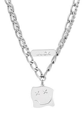 字母笑脸链双层设计感男女项链