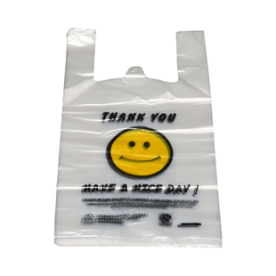 透明白色笑脸食品袋子手提购物打包袋背心方便袋塑料袋小号袋定做