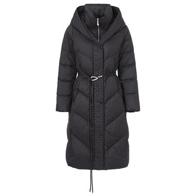 马天奴纯色连帽高领长款羽绒服