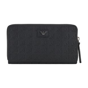 EMPORIO ARMANI/阿玛尼男士犊牛皮革拉链长款通勤多卡位钱包卡包