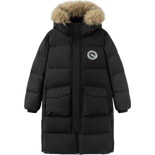 巴拉巴拉儿童羽绒服男童女童黑色长款外套冬装新款童装中大童宝宝