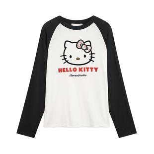 【马上红系列】REVAN芮范HelloKitty黑白插肩长袖T恤RK11001487