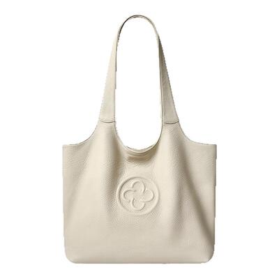 【冠军同款】意大利真鹿皮 卡思乐白色通勤单肩包上班软糯托特包