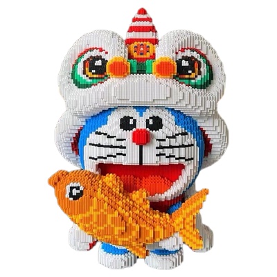 锦鲤醒狮哆啦a梦积木玩具