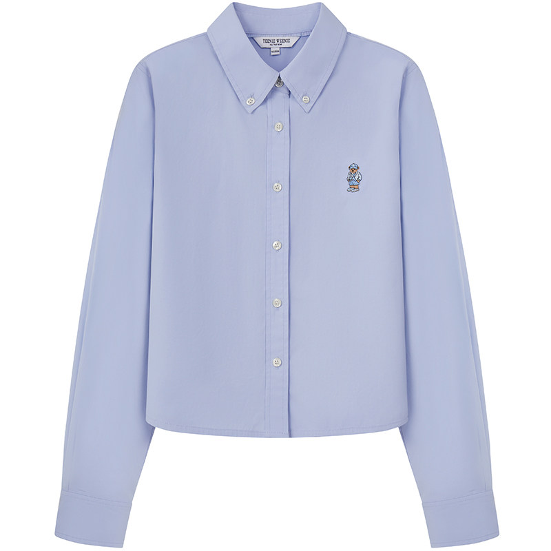 TeenieWeenie小熊女装衬衫26年春季新款简约休闲时髦短箱型棉衬衣