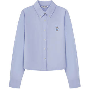 TeenieWeenie小熊女装衬衫26年春季新款简约休闲时髦短箱型棉衬衣