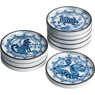 陶瓷杯垫茶杯专用垫品茗杯托青花瓷小隔热垫功夫茶具木质茶道配件