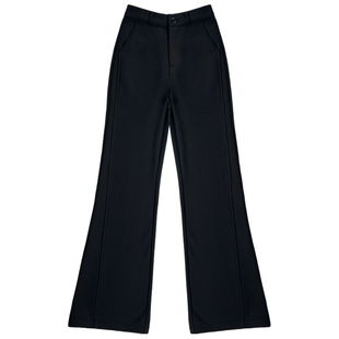 黑色加绒微喇裤子女2025秋冬保暖高腰超模裤修身弹力休闲喇叭西裤