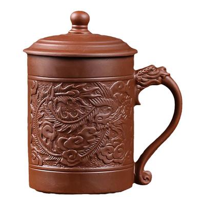 宜兴紫砂杯男士茶杯主人杯陶瓷泡茶杯家用办公杯子过滤单个带盖杯