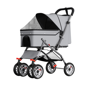 宠物推车大空间中小型狗犬猫咪外出遛狗猫小拉车户外可折叠手推车