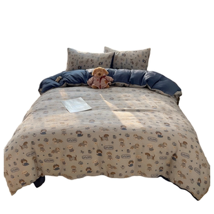 ins风纯棉四件套全棉2025新款床单被套罩床笠男生学生宿舍三件套4