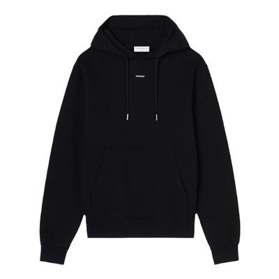 SANDRO黑色刺绣运动罗纹针织卫衣