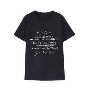 pusumede 自由美式 圆领短袖T恤女纯棉宽松字母印花正肩针织上衣