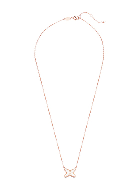 玫瑰金色白贝母项链女