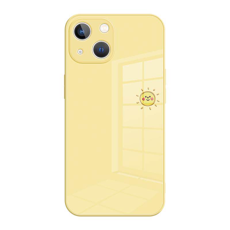 苹果14promax手机壳新款16简约黄色iphone13夏天ip15高级感xs小清新17液态玻璃x适用12pro夏日1