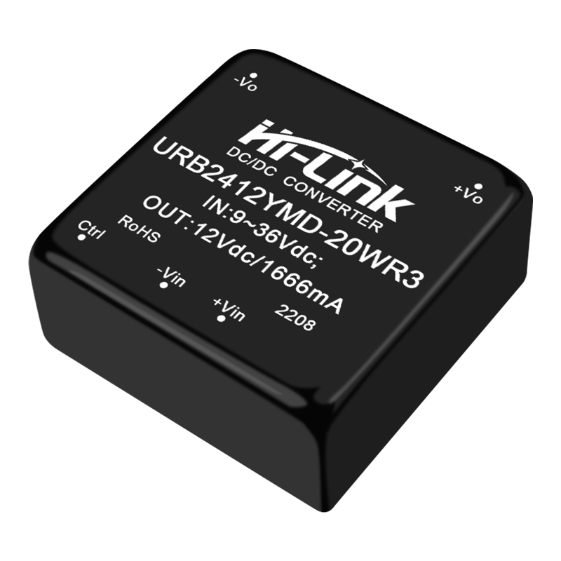 24V转12V20W直流电源模块 URB2412YMD-20WR3 稳压输出隔离开关源