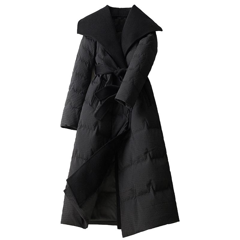 BXV大翻领长过膝加厚羽绒服