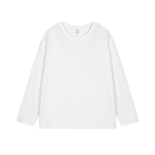 新疆棉300g重磅纯棉长袖t恤男女宽松纯色上衣白色体恤内搭打底衫