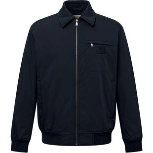 【保暖棉服】Hazzys哈吉斯男装春季通勤上衣外套纯色翻领拉链夹克