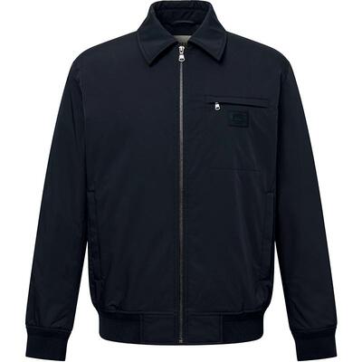 【保暖棉服】Hazzys哈吉斯男装春季通勤上衣外套纯色翻领拉链夹克
