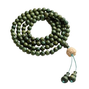 正宗天然老绿檀木手串108颗佛珠念珠檀香文玩手持多圈新中式手链